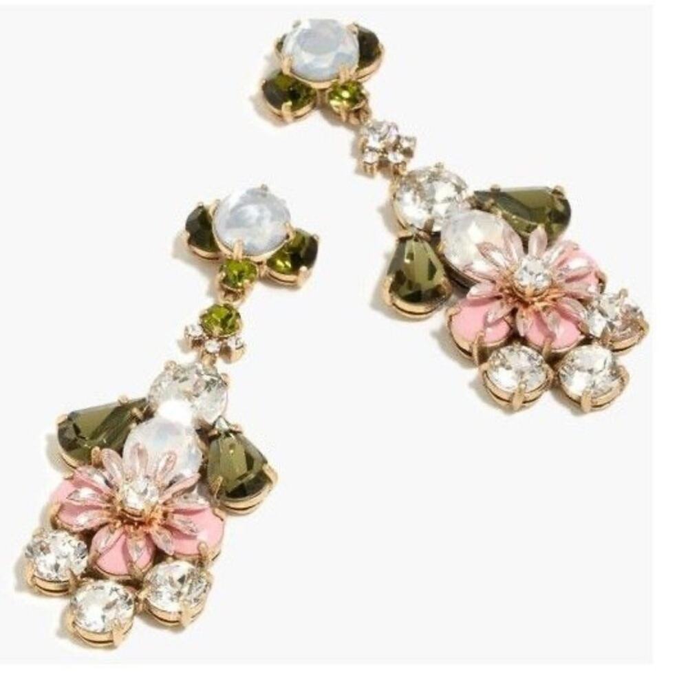 J.Crew Crystal garden rhinestone floral statement earrings j.crew